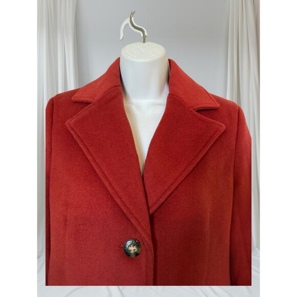 Calvin Klein Red Wool Cashmere Blend Coat Women’s Classic Button Front Jacket - Picture 3 of 12